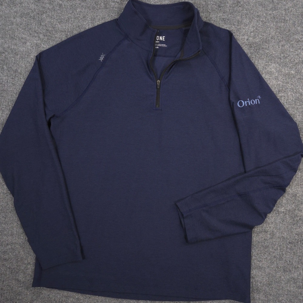 RHONE Atmosphere Midweight 1/4 Zip Mens L Navy Heather Raglan Sleeve Golf Casual
